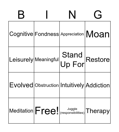 UNIT 11 Vocabulary Bingo Card