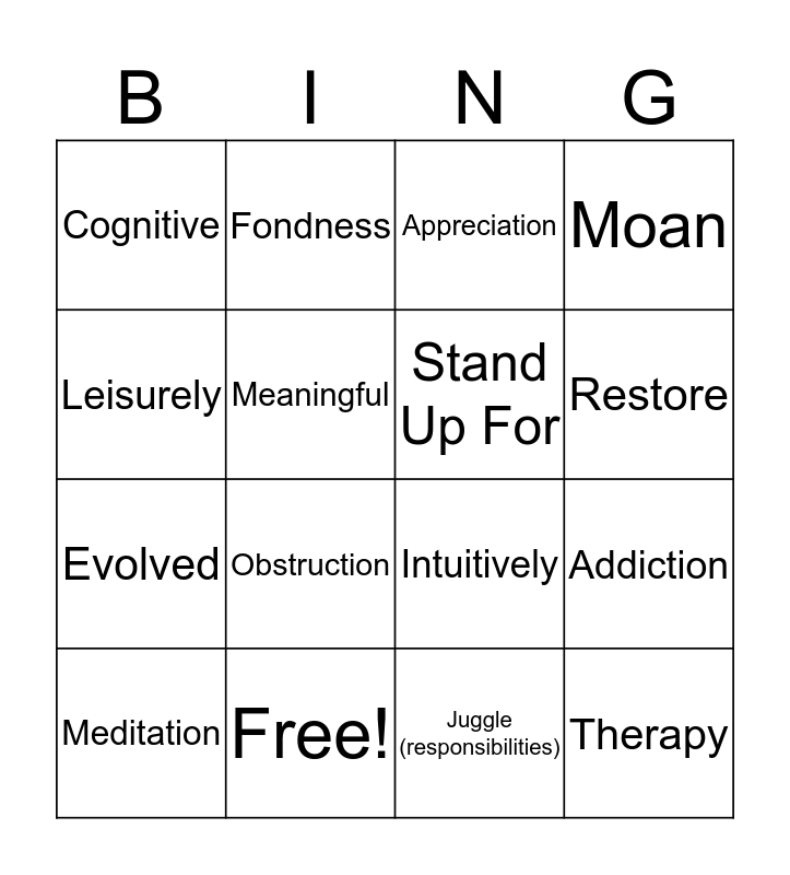UNIT 11 Vocabulary Bingo Card