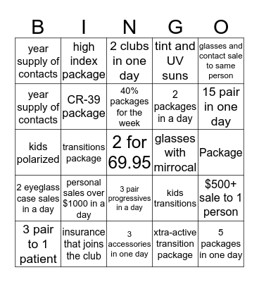 5763 Bingo Card