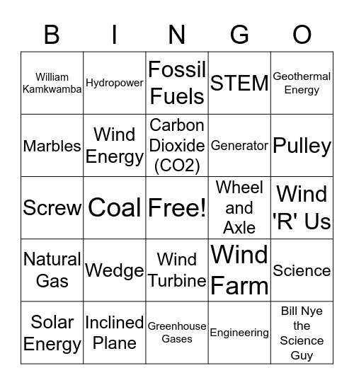 5th Grade STEM Bingo Card