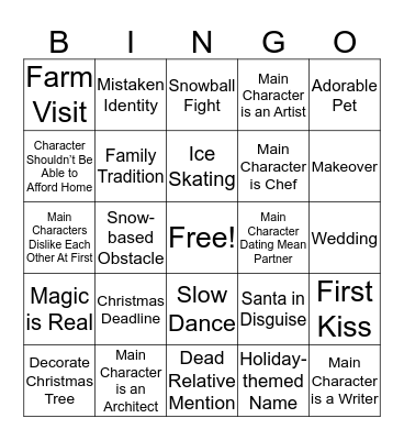 Hallmark Christmas Movie Bingo Card