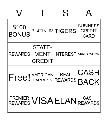 Credit Cards! Bingo Card