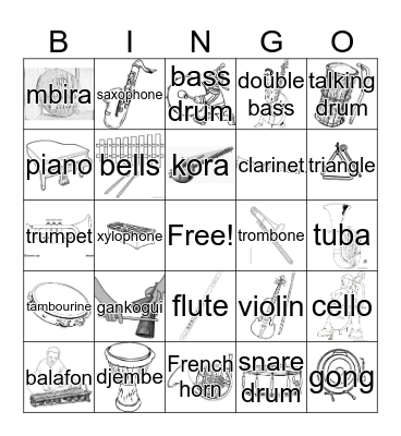 Instruments Bingo Card