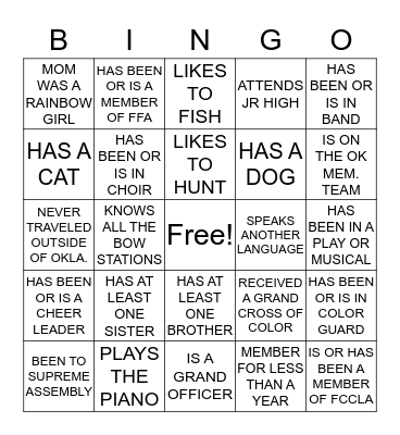 RAINBOW Bingo Card