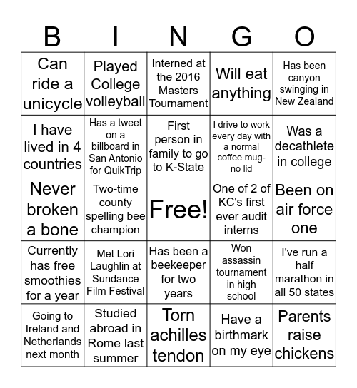 Deloitte 2019 Bingo Card