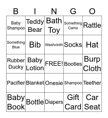 Holly's Baby Shower Bingo Card