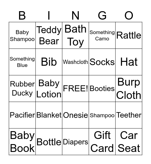 Holly's Baby Shower Bingo Card