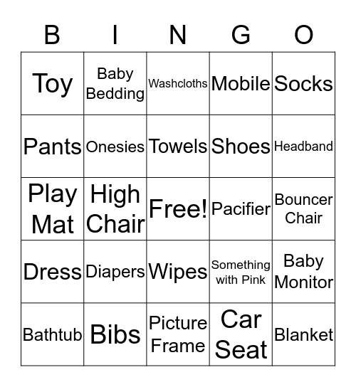 Karina's Baby Shower Bingo Card