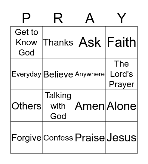 PRAY Bingo Card