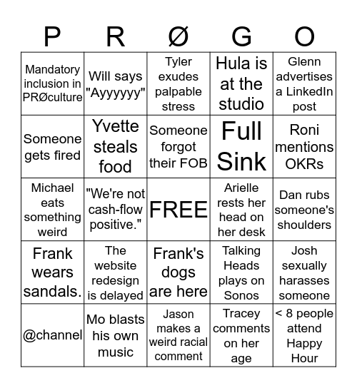 Prohbtd Bingo Card
