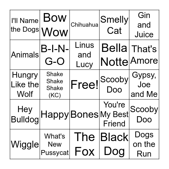 Raise the Woof! Bingo Card
