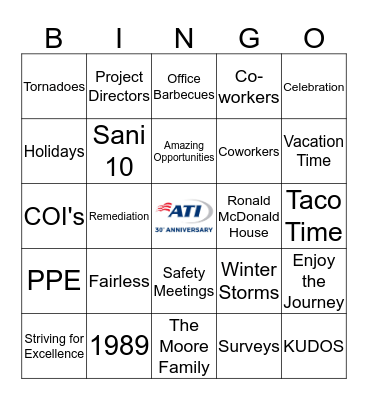 Chicago ATI Bingo Card