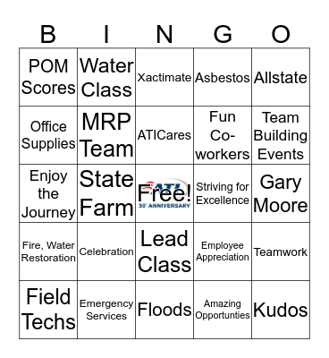 Chicago ATI Bingo Card