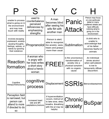 ANXIETY CLG Bingo Card