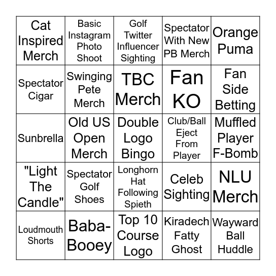 Spectator Bingo Card