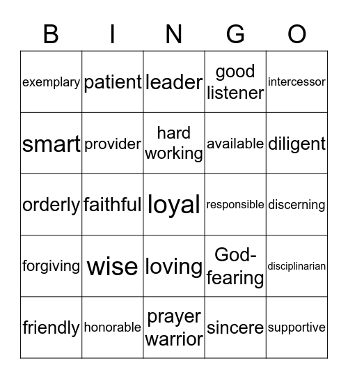 Fathers are... Bingo Card