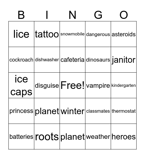 Meltdown Bingo Card