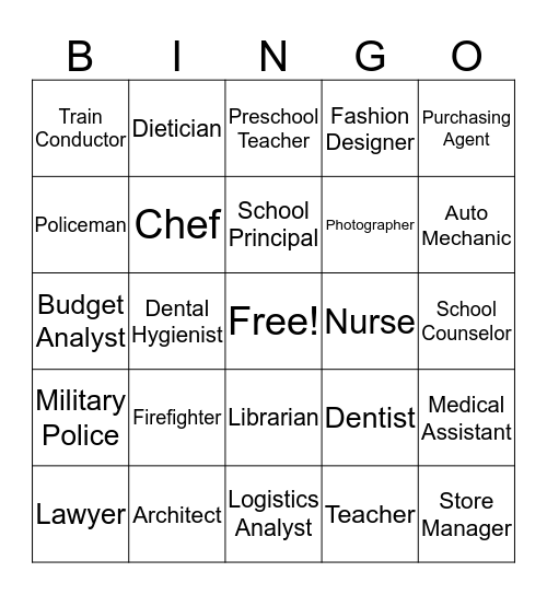 College and Career Bingo Card