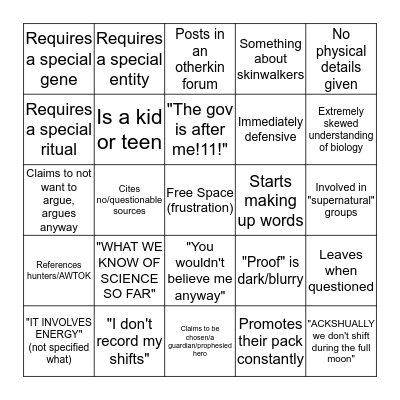 P-SHIFTER BINGO Card