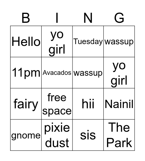 Kiara's Birthday Bingo! Bingo Card