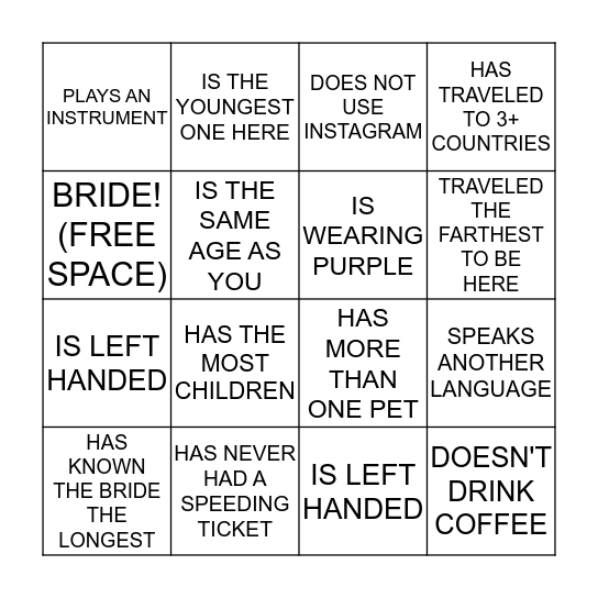 Find someone who... Bingo Card