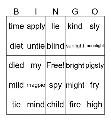 Long i Bingo Card