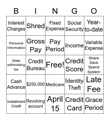 FINAL EXAM REVIEW Bingo Card