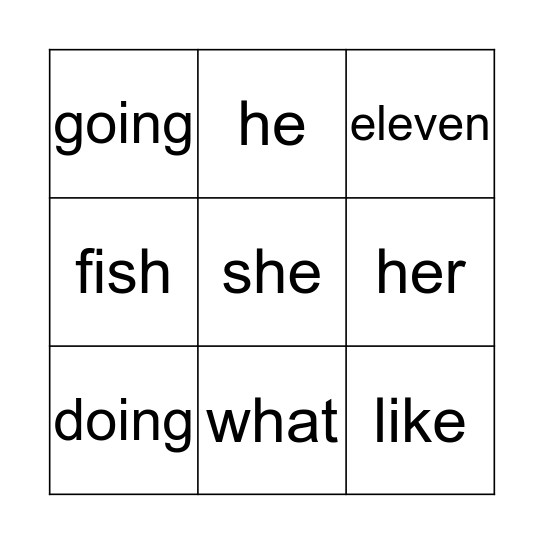 Decodable Reader HFDU3  Bingo Card