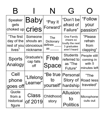 Graduation  Bingo Card