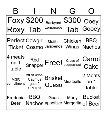 Marty B's BINGO Card