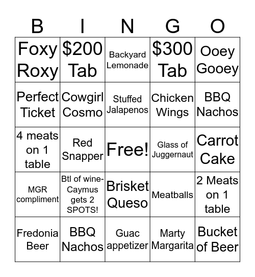 Marty B's BINGO Card