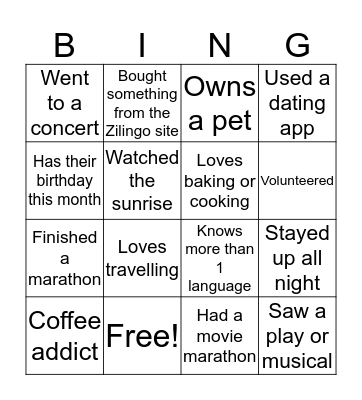 Zilingo Academy Bingo Card