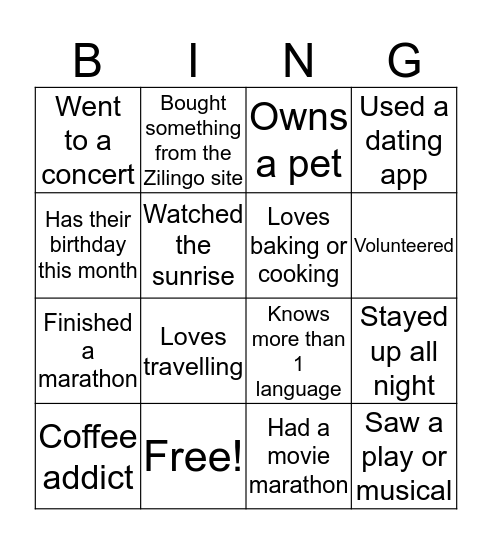 Zilingo Academy Bingo Card