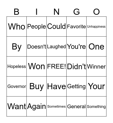 February Word Wall Bingo  Bingo Card