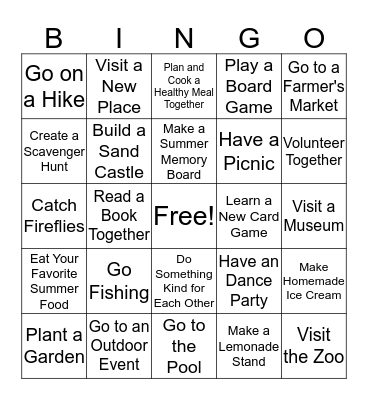 APMG Summer Connection  Bingo Card