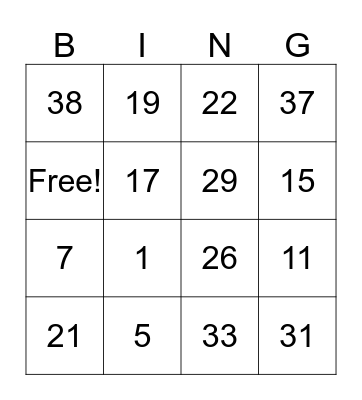 Outbound Friday Fun Bingo Card