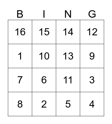 Outbound Friday Fun Bingo Card