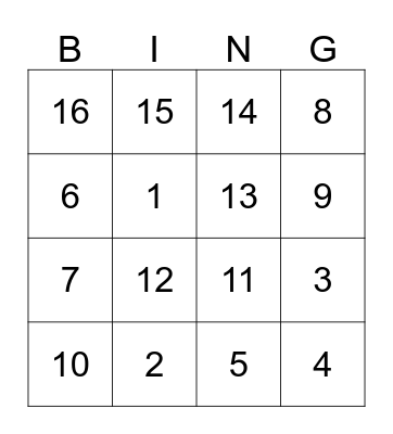 Outbound Friday Fun Bingo Card