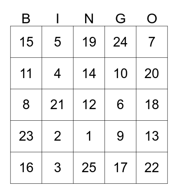 Outbound Friday Fun Bingo Card