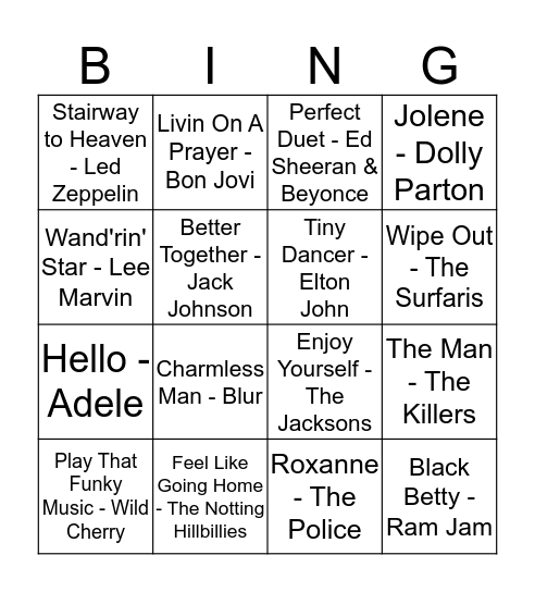 McManus Music Bingo Card