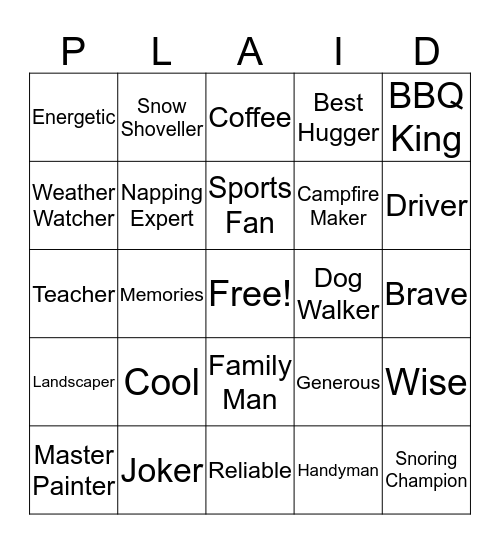 Miller Insurance - Plaid for Dad Bingo Card