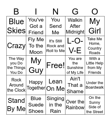 Song Bingo Card