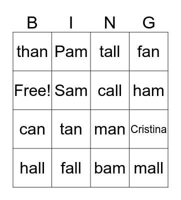 Glued sounds Bingo Card