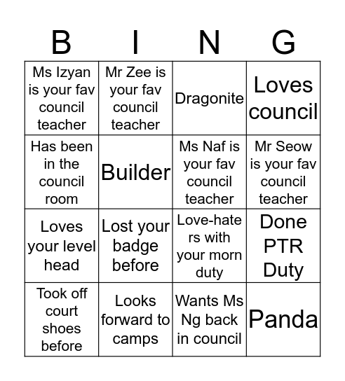 YTSC BINGO  Bingo Card