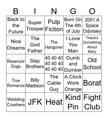 DAVES 40TH BIRTHDAY BINGO Card