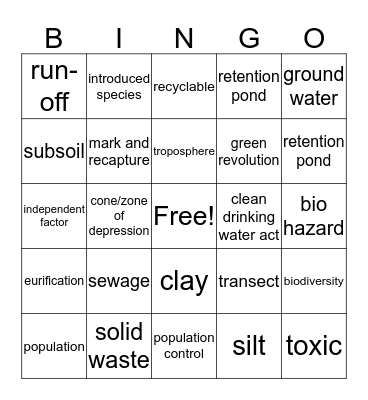 science  Bingo Card