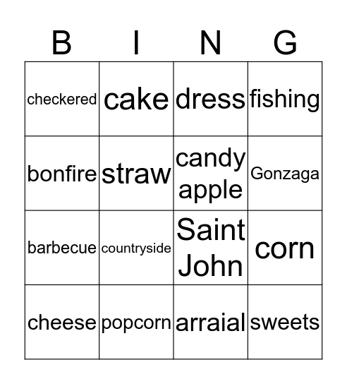 Saint John's Bingo Card