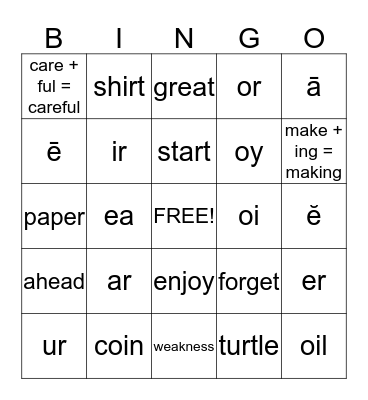 Phonics Bingo! Bingo Card