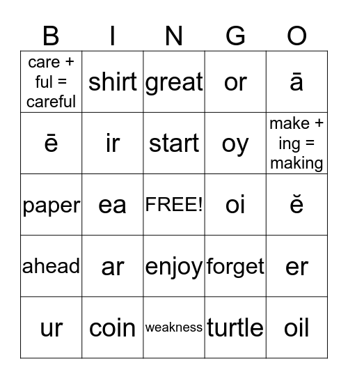 Phonics Bingo! Bingo Card