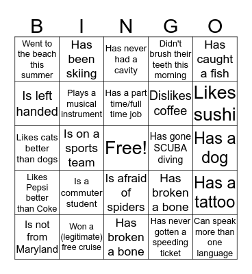 Find someone who... Bingo Card